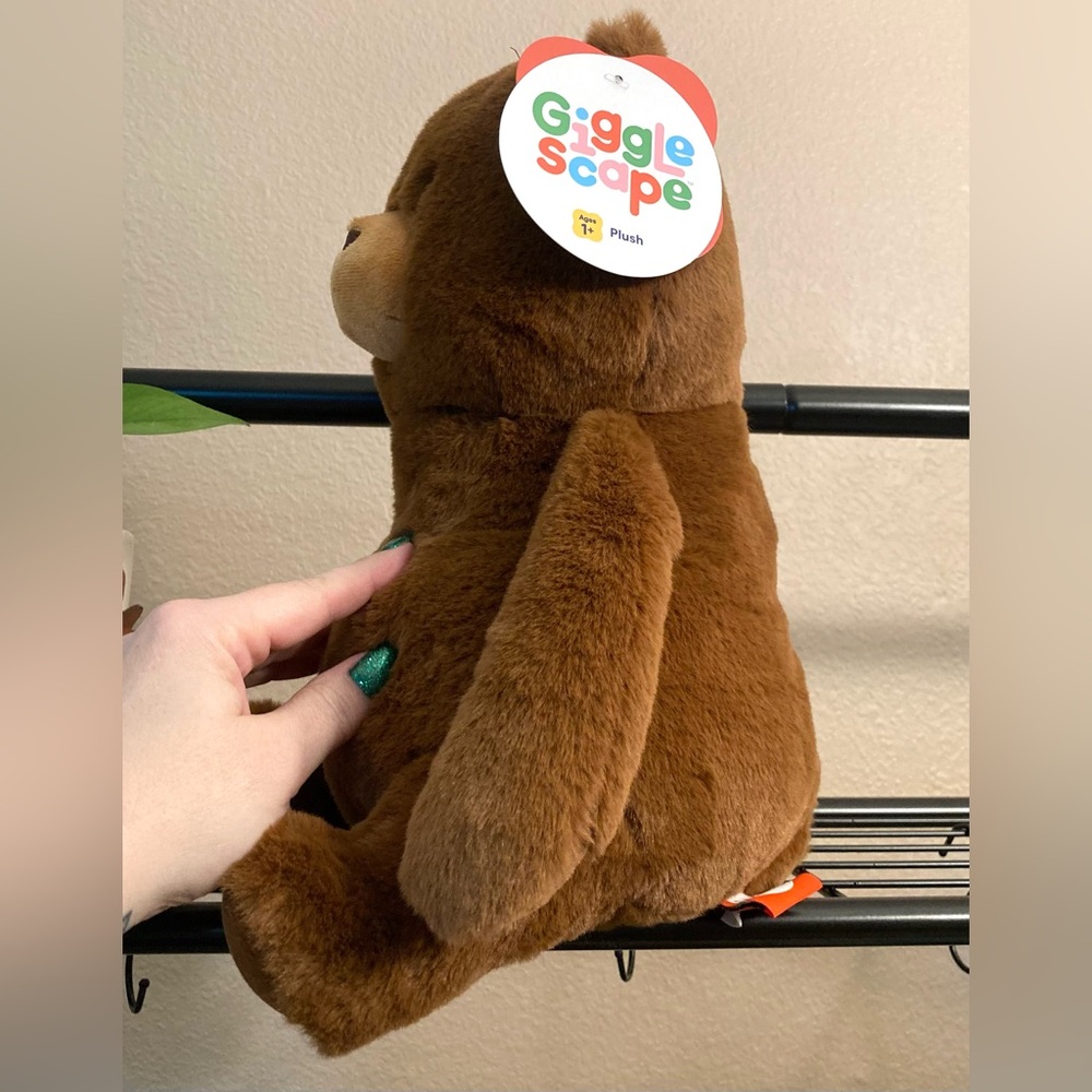 12” Bear Stuffed Animal Gigglescape plush sitting NEW - Picture 3 of 5